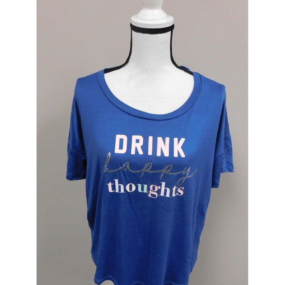 be yourself Pajama Shirt  Sleepwear ‎  "Drink Happy Thoughts" Ladies Size Large